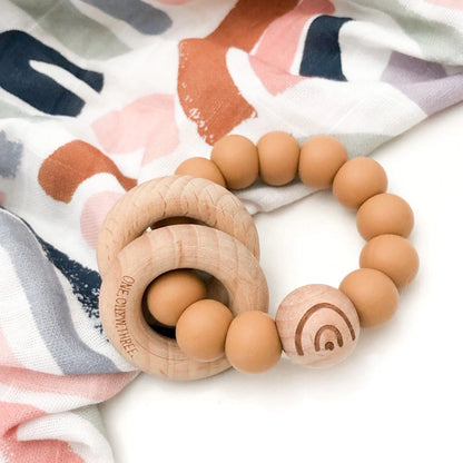 Silicone and Wood Rattle Teether - Elements