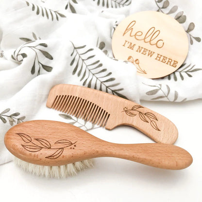 Wooden Hairbrush + Comb Set - Baby
