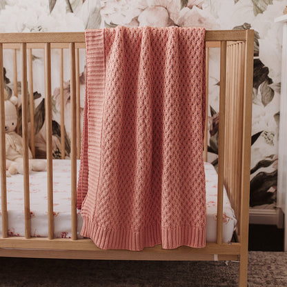 Diamond Knit Baby Blanket - Rosa