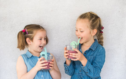 Reusable Curly Twirly Straws - 2 Pack - Daffodil and Duck Egg Blue