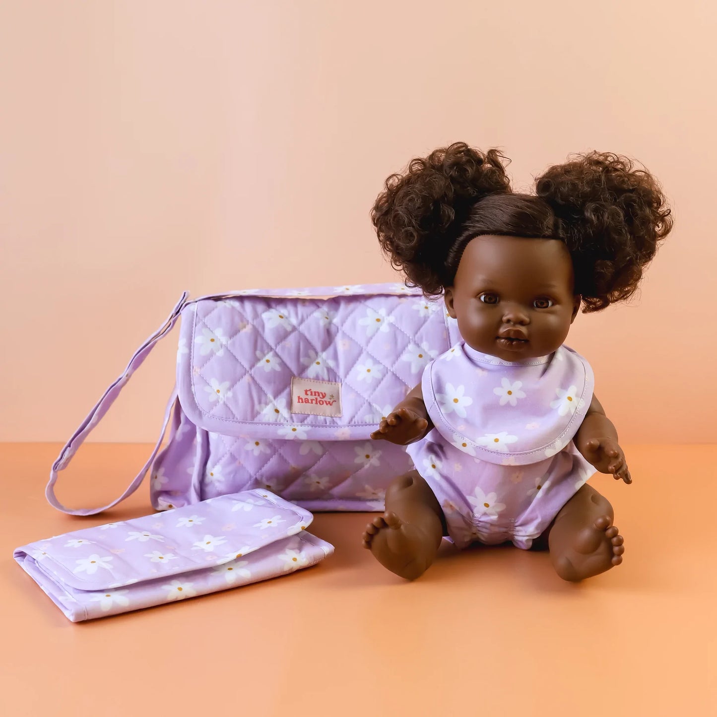 Doll's Nappy Bag and Set - Lilac Daisy