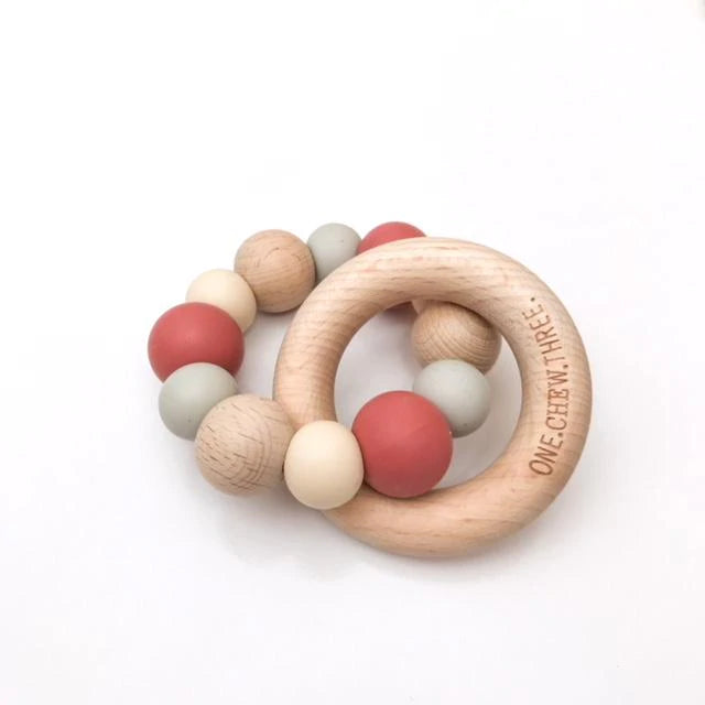 Silicone and Beech Wood Teether - Natural