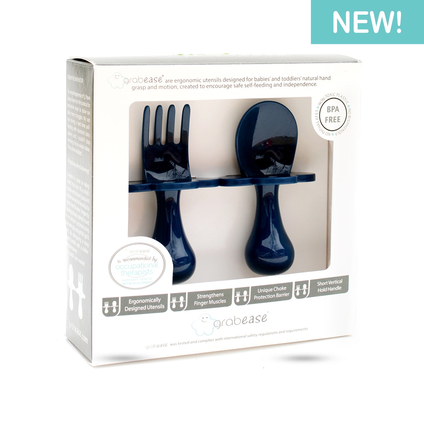 Self-feeding Spoon and Fork Set - Navy