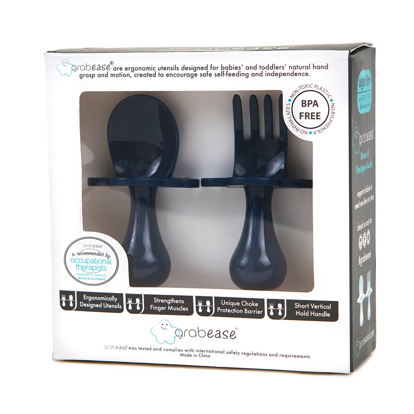 Self-feeding Spoon and Fork Set - Navy