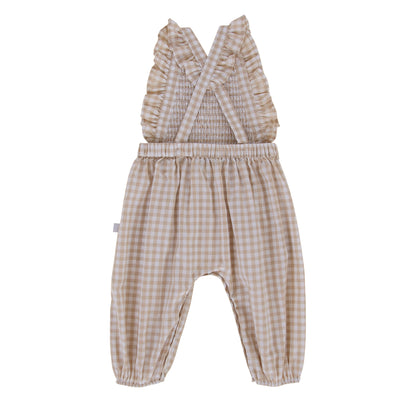 Mia Playsuit - Taupe Gingham