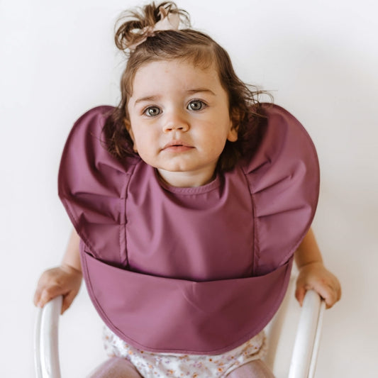 Snuggle Bib Waterproof - Mauve Frill