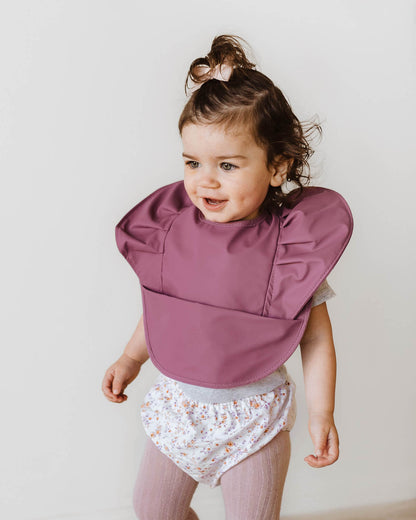 Snuggle Bib Waterproof - Mauve Frill