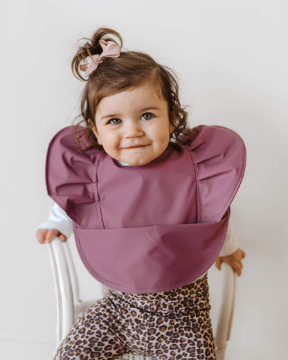 Snuggle Bib Waterproof - Mauve Frill