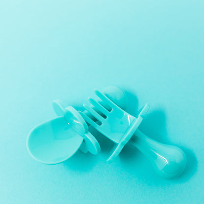 Self-feeding Spoon and Fork Set - Teal