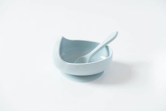 Silicone Baby Bowl and Spoon Set - Duck Egg Blue