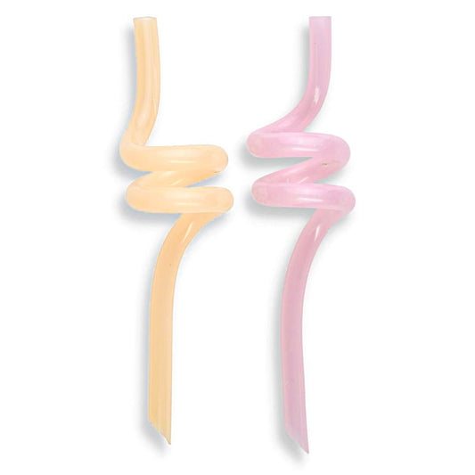 Reusable Curly Twirly Straws - 2 Pack - Daffodil and Dusty Pink