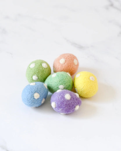 Felt Pastel Polka Dot Eggs - Set of 6