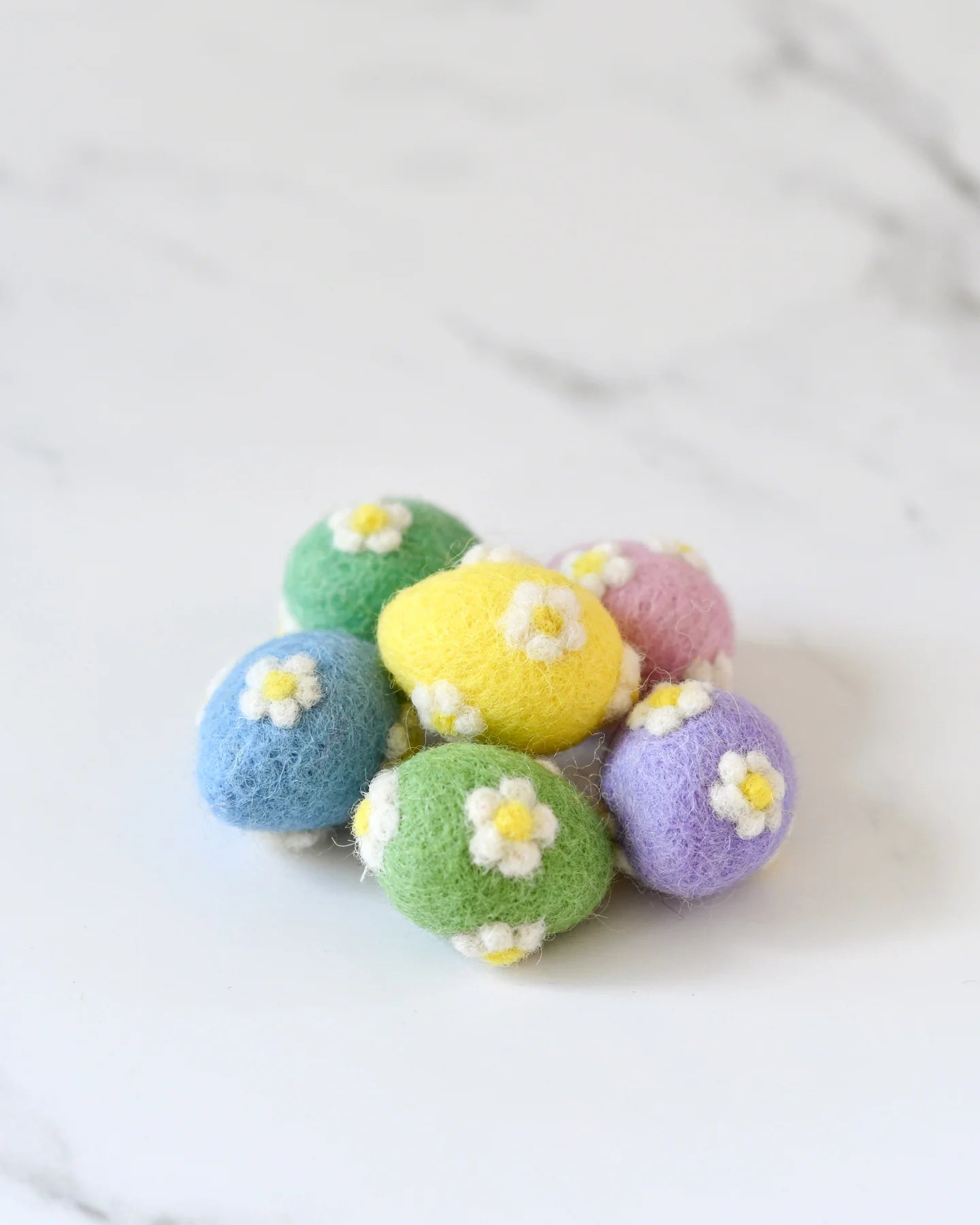 Felt Pastel Flower Eggs - Set of 6