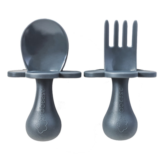 Self-feeding Spoon and Fork Set - Grey