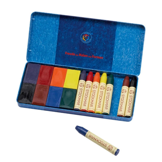 Wax Crayon Combo - Tin of 8 Sticks and 8 Blocks